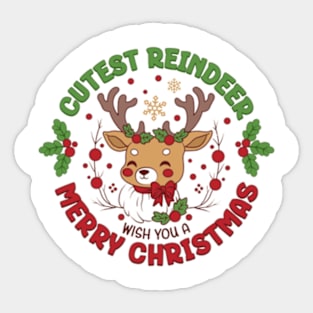 cutest reindeer wish you merry chirstmas Sticker